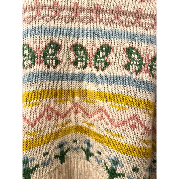 No Comment Large Butterfly Fair Isle Sweater Cream Pink Trendy Contemporary chic - Picture 5 of 8